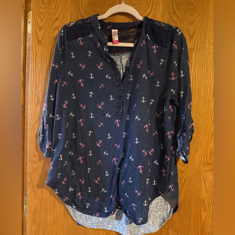 No Boundaries Navy Lace Blouse